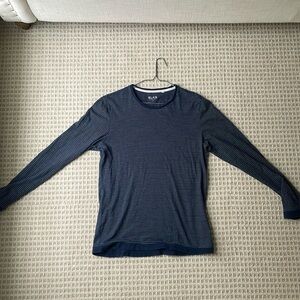 Blue Long Sleeve Shirt With White Stripes